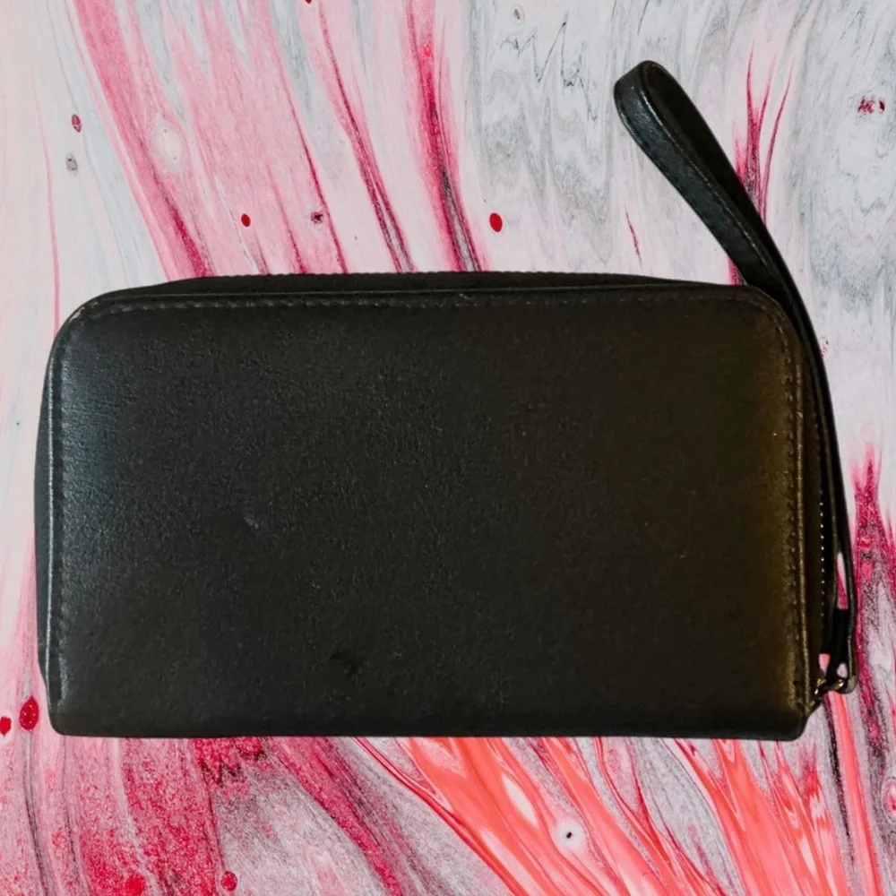 Adrienne Vittadini Studio Black Zip Around Wallet/Wristlet